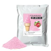 Soft Serve Ice Cream Mix Powder 1 kg 2.2 lb, Add 2.5 L Water, Yields 3.5 kg 7.7 lb, 58-60 Cones, For Soft Serve Machines strawberry
