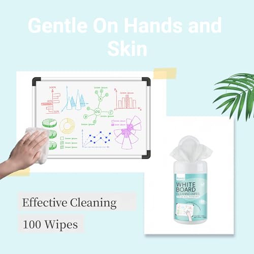 Image of Whiteboard Cleaning Wipes, 100 Count Total Disposable Dry Erase Wipes for Classroom, Office & Home, Electronic Screen Wipes, 100 Pcs Per Pack (3 PACK)
