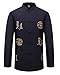 Produktbild Herren Traditionell Chinesische Antike Drachen Design Tang-Anzug Kung Fu Langarm-Shirt Navy 42