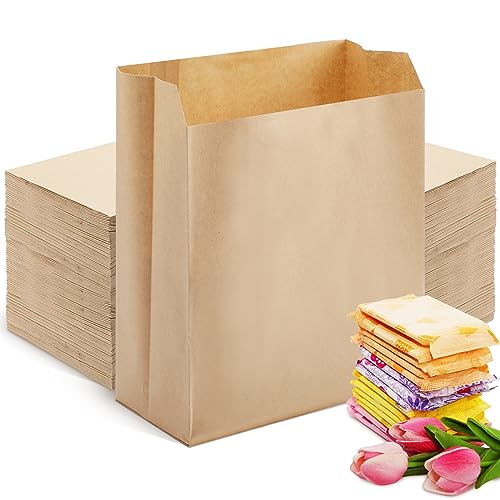 Tenceur TENCEUR-BAGS-0157 500 Pcs Waxed Sanitary Napkin Disposal Bags 7.5'' X 10'' X 3.5'' Kraft Feminine Hygiene Liner Bag Paper Bags For Commercial Business Personal Restroom Bathroom Janitorial Dispenser cover