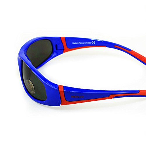 Bolt Sunglasses for Kid, Youth - 100% UVA UVB Protection, Polycarbonate Lenses, Unbreakable, Wrap Around Frames (Youth 7+, Navy/Red)4