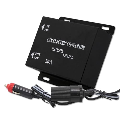24V to 12V Power Converter, 20A Step Down Power Supply, Inverter Voltage Reducer, Converter Step DownTransformer Cigarette Lighter Type for Car Truck Audio