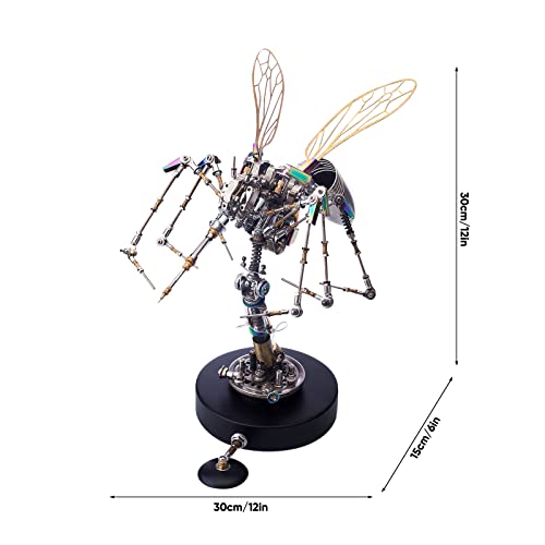 Zestaw samodzielnego złożenia modelu mechanicznego komara metalowymi puzzlami 3D i podstawą, ponad 750 elementów, składana układanka owadów dorosłych, ozdoba biurko