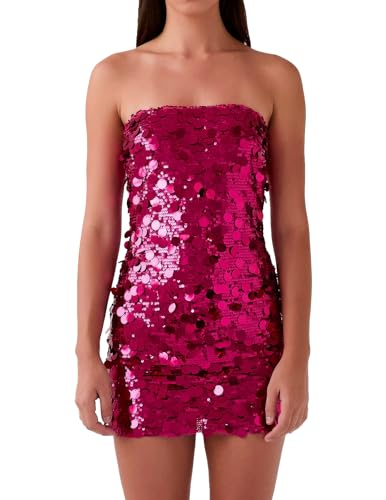 Image of YYA Women's Strapless Dress Sequin Strappy Bodycon Party Dress Sparkly Glitter Ruched Party Club Dress,S-2XL