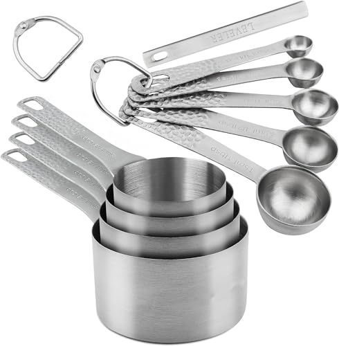 Smithcraft Measuring Cups and Spoons Set, 10 Piece Measuring Cup Set, 18/8 Stainless Steel Measuring Cups Spoons & Leveler, Baking Measure Cups, Kitchen Measurement Cups, Kitchen Gadgets for Cooking