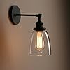 Pathson Vintage Wall Sconce with Clear Glass Shade Metal Base Industrial Wall Light Fixtures Wall Mounted Lamp for Farmhouse Bedroom Bathroom Vanity Mirror Cafe Club Matte Black