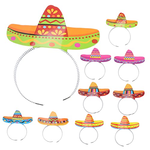 SUPVOX 12Piezas Diadema De Sombrero Mexicano De Diadema De Fiesta Para Adultos y Accesorios Coloridos Para Celebraciones De Cinco De Mayo y Día