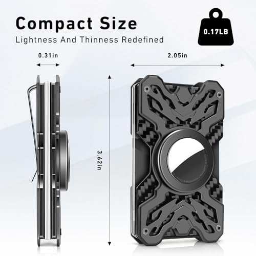 Minimalist Wallet for Men with Airtag Holder - RFID Wallets Slim Card Holder with Money Clip Gifts for Men (Black)3