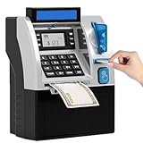 Tenkaybox, Tenkaybox Smart ATM Piggy Bank, Elektronische Digitale Spardose, Automatischer ATM Saving Bank für Scheine & Münzen, Mini ATM Digitale Sparschwein Tresor Kinder (Schwarz)