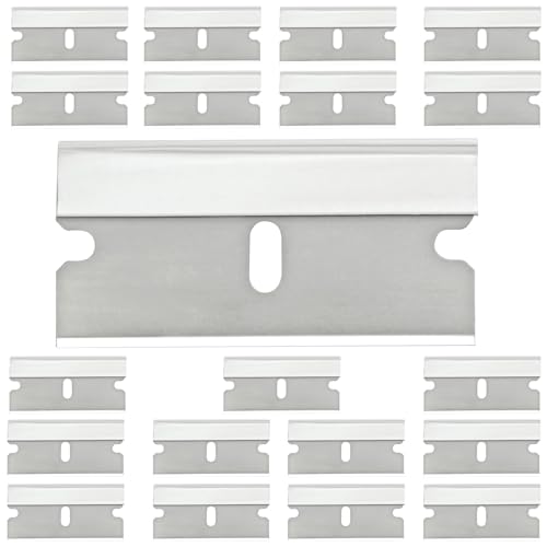 ISDVBUY 20 Pack Carbon Steel Razor Blades Straight Edge Replacement Blades Heavy Duty Utility Blade Sharp Blade for Scraping Box Cutting Glass and Paint Removal