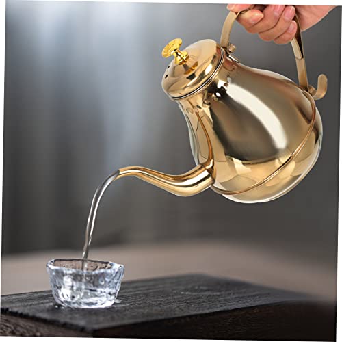 YARNOW Tea Kettle with Infuser for Loose Leaf Stainless Steel Teapot 1. 2L Coffee Tea Pot Strainer for Stovetop Gold