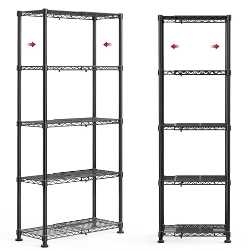 Sakugi Storage Shelves - 5-Tier Width Expandable Shelf Organizer with Leveling Feet, Rust-Proof &...
