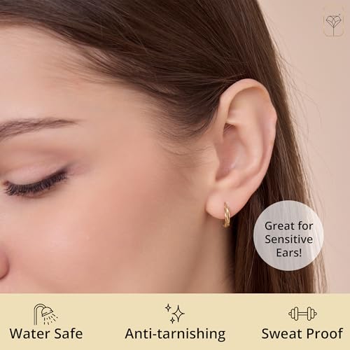 Solid 10k Gold Hoop Earrings for Women in Various Fashion Huggie Hoop Styles to Choose From by MAX + STONE3