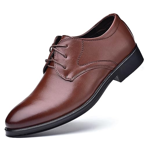 Image of Men's Classic Matte Upper Oxfords Business Formal Lace Up Leather Lace Up Dress Shoes for Men