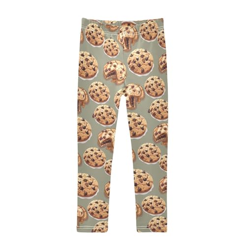 Cookies with Chocolate Chips Girls Leggings,Workout Leggings for Girls Toddler Athletic Leggings Size for 3-10T