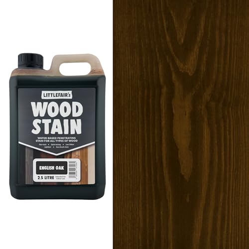 Littlefair's Holzlasur 2.5ltr - Holzlasur Innen - Holz Lasur Für Natürliche Holzmaserung - Wasserbasierte Wood Stain - Schnell Trocknend & Umweltfreundlich - Farbe: Englische Eiche