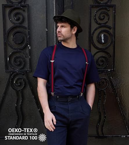 Image of PIERROT Men's Suspenders - One Size Adjustable and Elastic Suspenders for Men Trousers Heavy Duty with 4 Very Strong Clips