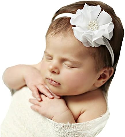 Miugle Baby Girls Nylon Headbands with Bows Baby Baptism Headbands