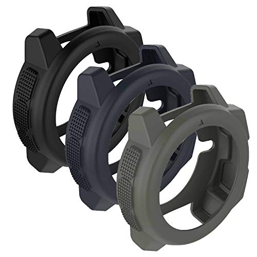 SplenSun Compatible Silicone Protective Cover Cases Anti-Scratch Bezel Protector Replacement for Garmin Instinct,Instinct Solar Smartwatch (Black&Gray&Navy)