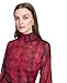 HALSTON H Women's Long Bishop Sleeve Mock Neck Dress, Cerise Multi, 2