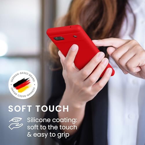 kwmobile Case Compatible with Google Pixel 6a Case - TPU Silicone Phone Cover with Soft Finish - Red - Image 4