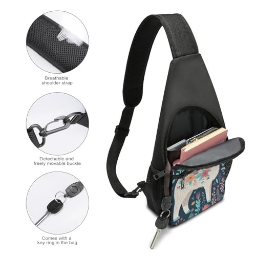 Cute Llama Floral Sling Bag ligero mochila de senderismo miniatura 4