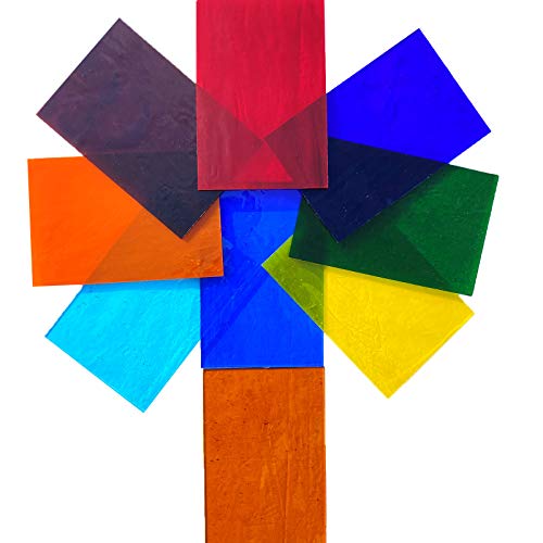 PALJOLLY 9 Pack Transparent Stained Glass Sheets, 4 x 6 inch Cathedral Glass Colored Glass Assorted Colors for Stained Glass Projects and Mosaics by PALJOLLY - Image 5