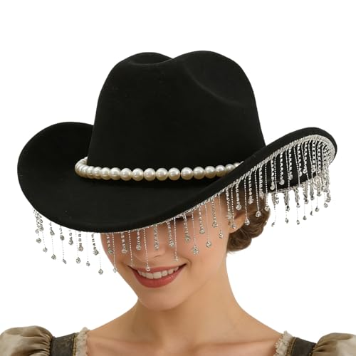 Chapeau de cowgirl strass paillettes pour concert musique festival country