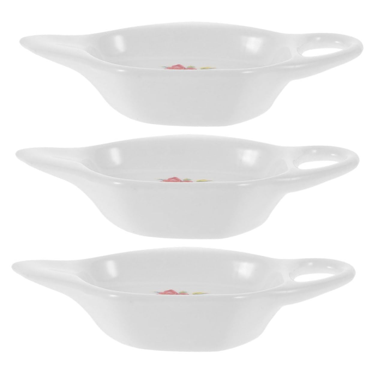 DECHOUS 3Pcs Ceramic Tea Bag Dish Holders Seasoning Dishes for Sauces Snacks Lightweight Design for Home Use for Afternoon Tea Kitchen Counter