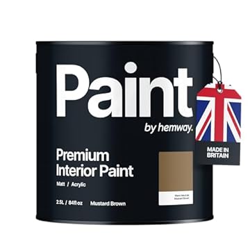 Hemway - Premium Interior Paint - Mustard Brown 2.5 L | Indoor Matt Finish, Acrylic & Water-Based Emulsion | Quick Dry & High Coverage for the Kitchen, Bathroom & Bedroom