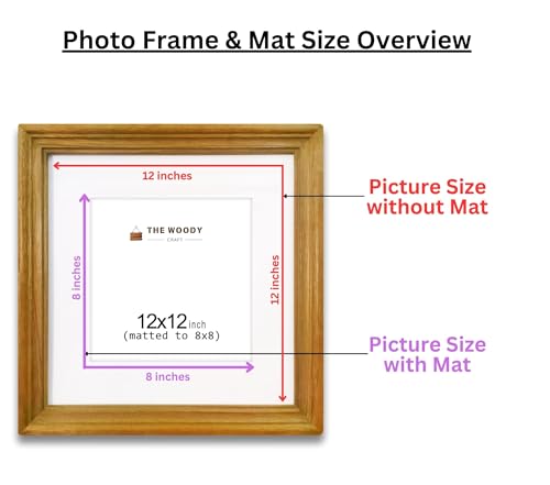 Image of Wooden Square Photo Frame With Mat,Orange Photo Frame 8 X 8 Inch With Mat Or 12 X 12 Inch Without Mat For Wall Decoration,Gallery Walls,Best Wooden Photo Frames For Posters & Photos