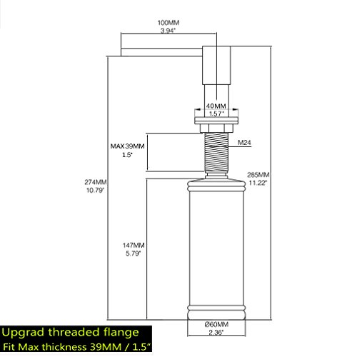 Fonveth Contemporary Design Kitchen Sink Countertop Soap Dispenser, Built In Hand Soap Dispenser Pump Brushed Nickel #TOP5