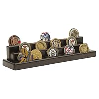 Coin Holder Münzhalter aus Massivholz – Display Ständer für 15-18 Münzen, 4-Reihen Medaillenhalter – Münzsammler Coin Holder mit Neigung, Militärische Münzsortierer, Tischdekoration Geschenk