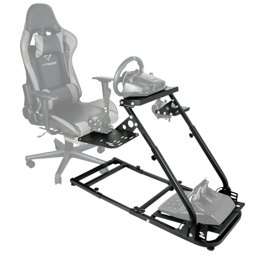 Supllueer Foldable Flight Sim Stand with Multiple Shift Panels fit for Logitech X52 X56 G27 G29, Thrustmaster Hotas Warthog, Flight Simulator Cockpit without Wheel Pedal Shifter Seat