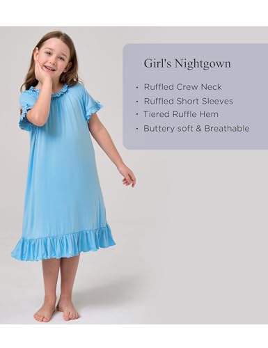 Bamboo Viscose Girls' Sleepwear Short Sleeve Ruffle Hem Kids Nightgown2