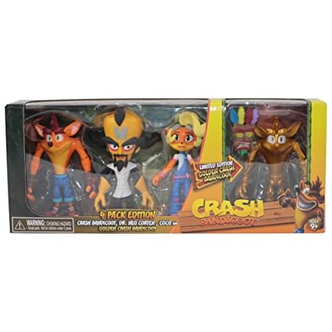 Crash Bandicoot 4 Pack Action Figures with Mask Cover