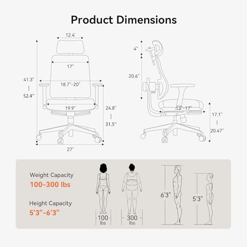 Image of Newtral Ergonomic Office Chair - Home Office Desk Chair with Adaptive Lumbar Support, with Footrest, 4D Armrest, Adjustable Seat Depth & Height