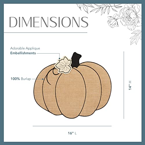Elrene Home Fashions Burlap Pumpkin Placemats, Harvest Placemats For Autumn, 14" X 16", Set Of 4 #TOP3