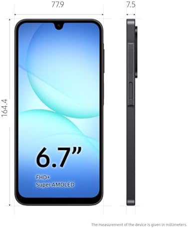 Samsung Galaxy A17 5G (CAD Version & Warranty) - 6.7" AMOLED Screen, 128GB, Black, 25W Fast Charging, Android Unlocked Smartphone - 1