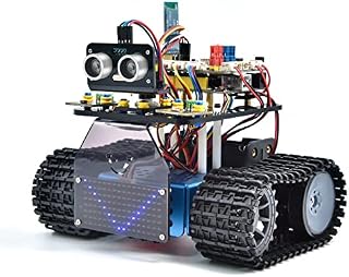 KEYESTUDIO Mini Tank Robot V3 Smart Car Starter Kit for Arduino, IR Infrared and App Remote Control, Electronics DIY Robotics Kit for Audlt Teen, Coding and Programming Car Kit