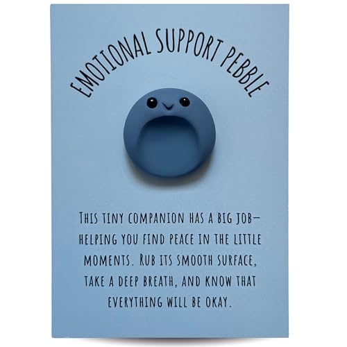 Emotional Support Pebble | Charming Handmade Worry Stone Cute Pocket Hug Gift | Anxiety Relief for Kids & Adults | Lovingly Crafted in the UK - Mental Health Gifts to Bring Peace - Stone Blue