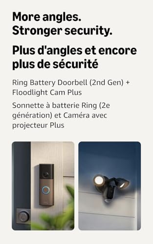 Ring Battery Doorbell (newest model), Matte Mocha with Floodlight Cam Plus, Black