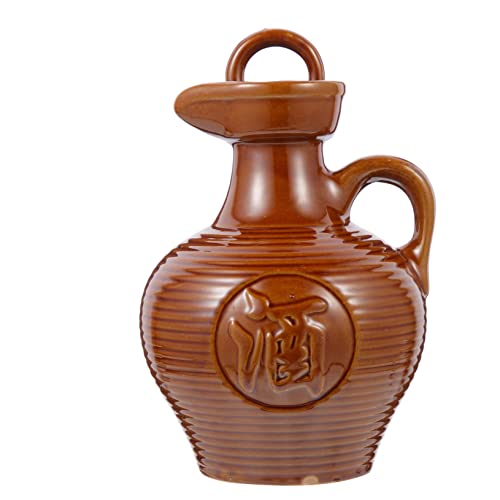 MUELODSIC Pichet à Vin Céramique Rétro 500 Ml Récipient à Vin Résistant Haute Température Poignée pour Maison et Restaurant Cruche Portable pour Bière