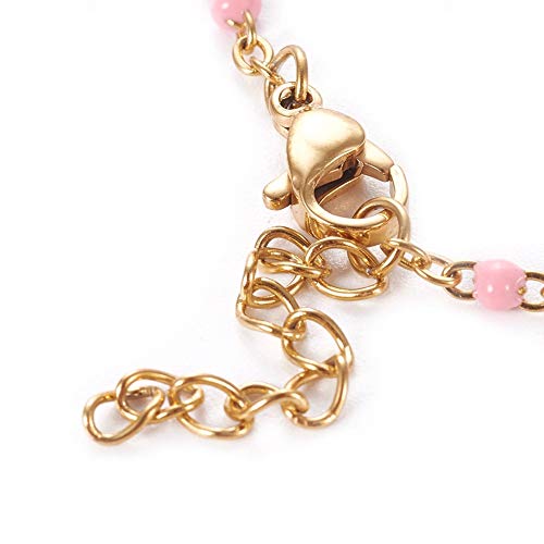 Image of LZD Stainless Steel Enamel Chain Bracelet Lobster Evil Eye Gold Adjustable 2mm A110