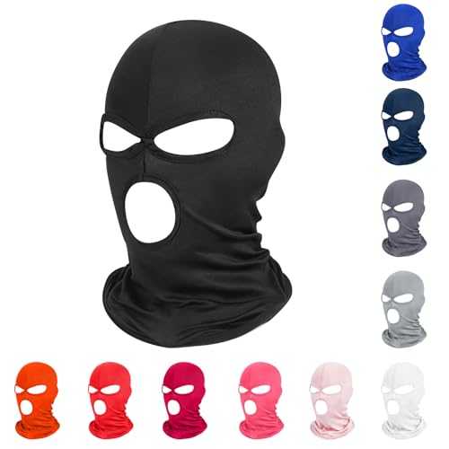 Pukavt 3 Hole Balaclava Ski Mask for Men Women Thin Full Face Mask for Motorcycle Bike Hunting Cycling Skiing Cap Black