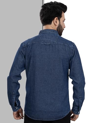 Image of Men's Printed Denim Casual Shirt | Full Sleeve | Regular Fit | Casual Wear for Men