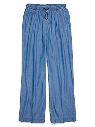 Tommy Hilfiger Women's Adaptive Wide Leg Jeans with Elastic Waist, Medium WASH, 4