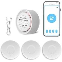 Micmi Smart Water Leak Detector Kit, WiFi Water Sensor Alarm Ultra-Long Range, SMS/APP/Email Alerts, 3 Water Sensors and 1 Base Station, Suit for Home/Basement/Kitchen/Laundry