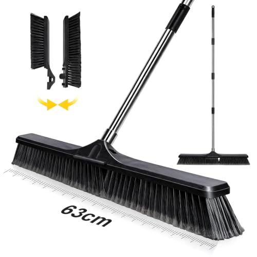 Masthome Balai Extérieur 63cm, 6 Couches Poils, Manche Inoxydable, Noir
