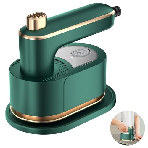 GothicBride Mini Dampfbügeleisen, Reise Bügeleisen Dampfbügeleisen Reise, Reisebügeleisen Mini Leicht Keramik Antihaft Bügelsohle mit 50ml Wassertank für Zuhause und Reisegebrauch(Grün)